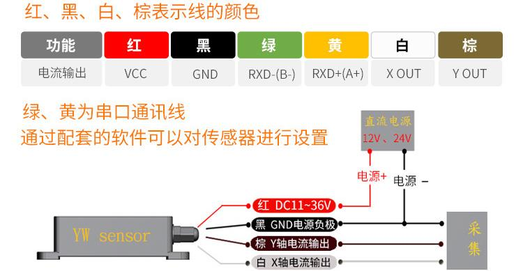 电压型三维电子罗盘电气连接图 电压型三维电子罗盘电气连接图